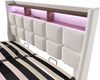 Polsterbett mit USB 180x200cm,LED Doppelbett mit Lattenrost aus Metallrahmen,Bettgestell aus Leinenmaterial Jugendbett (Ohne Matratze) Bild 4