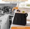 Merax mobile Kücheninsel, Küchenwagen, ausziehbare Arbeitsplatte bis 70cm, verdeckte Besteckschublade, verstellbare Einlegeböden, Gewürzregal und Handtuchhalter, schwarz Bild 5
