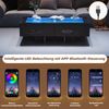 Merax 100*50*35cm Couchtisch, Hochglanz Sofatisch, Wohnzimmertisch mit Schubladen, Kaffeetisch mit LED-Licht, Glasplatte, Schwarz Bild 5