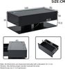 Merax 100*50*35cm Couchtisch, Hochglanz Sofatisch, Wohnzimmertisch mit Schubladen, Kaffeetisch mit LED-Licht, Glasplatte, Schwarz Bild 4
