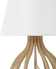 'Agueda' Tischlampe Weiß Holz 36 cm Stoffschirm Lampenfuß in Gitteroptik Kabel mit Schalter Landhausstil Bild 5