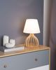 'Agueda' Tischlampe Weiß Holz 36 cm Stoffschirm Lampenfuß in Gitteroptik Kabel mit Schalter Landhausstil Bild 3