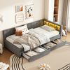 Daybett 90x200 cm mit Ablagefach – Schlafsofa aus Leinen und MDF mit USB-Anschluss, ohne Matratze Bild 3