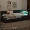 Daybett 90x200 cm mit Ablagefach – Schlafsofa aus Leinen und MDF mit USB-Anschluss, ohne Matratze Bild 4