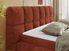 Boxspringbett mit dekorativem Kopfteil, Doppelbett mit zwei 7 Härtezonen Multipocket-Matratzen, Bettkästen, Polsterbett - NIRA - 200 x 200 cm - Orange Stoff - H3 Bild 5