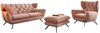 KAWOLA Sitzgruppe CHARME 3-Sitzer Sessel Hockerbank Cord rosa 94 x 95 x 225 cm Bild 3