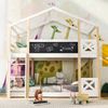 Kinderbett Baumhaus mit Leiter 90x200 cm, Hochbett für Kinder– 2x Lattenrost- Natur & Weiß Bild 4