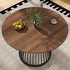 Esstisch 80x80x76 cm, MDF Walnussplatte mit schwarzem Metalllgestell, modernes platzsparendes Design,Schwarz und Walnuss Bild 2
