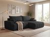 GRAINGOLD Ecksofa L-Form Caleo, Wohnzimmer Ecksofa, mit Schlaffunktion und Bettkasten, Velour-Stoff, Schwarz, Rechts Bild 3