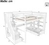 Hochbett mit Schreibtisch, RGB LED-Streife, Lattenrost, Treppe, Stauraum, Rausfallschutz, Steckdose, USB und Sitzbank, 90x200cm, Kinderbett Bild 5