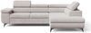 GRAINGOLD Ecksofa L-Form Argon L, Couch mit Wellenfeder, mit Schlaffunktion und Bettkasten, Velour-Stoff, Grau Bild 2