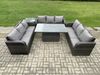 Fimous Patio Garten Dining Set Rattan Möbel Lounge Sofa Höhenverstellbarer steigender Hubtisch mit Beistelltisch Dunkelgrau gemischt Bild 2