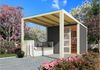 Gartenhaus Qubic 1 - 246x246 cm plus Anbaudach 2,40m, 19 mm Holz terragrau, Karibu Bild 4