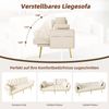 Schlafsofa aus Samt 175x80x73,5 cm mit Liegefunktion & Getränkehalter, beige Bild 4