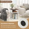 2er Set S-förmiger Beistelltisch mit 2 Offenen Fächern Nachttisch Sofatisch Weiß + Walnuss Bild 5
