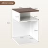2er Set S-förmiger Beistelltisch mit 2 Offenen Fächern Nachttisch Sofatisch Weiß + Walnuss Bild 2