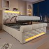 Polsterbett 90x200 cm aus Samt mit LED-Beleuchtung und Stauraum – elegantes, funktionales Design Bild 2