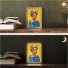OnlyWow Tischleuchte Lightbox Frida Kahlo - Frau - Gelb - Blau - Blumen, Dimmbar, Farbwechsel, LED, Warmweiß, Kaltweiß, Neutralweiß Einstellbar, Tischlampe, Schreibtischlampe, Desk, Dimmbar, mit Kabel, LED Bild 1