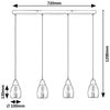 Rabalux 72184 Hängeleuchte ILMARI E27 4x max. 15W Metall schwarz, Glas getönt B:72cm H:120cm Ø10cm dimmbar Bild 5