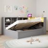 Multifunktionsbett 90x200 cm aus Kiefernholz mit LED-Beleuchtung,USB-Steckdose, Stauraum,Grau Bild 4