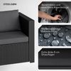 STEELSØN 'Veloria' Polyrattan 4-tlg. Gartenlounge mit Tisch und Aufbewahrungsbox, schwarz/anthrazit, wetterfest, für 4 Personen Bild 4