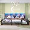 Kinderbett 140×200 cm aus MDF und Metall mit LED-Beleuchtung, schwarz Bild 2