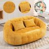 Sitzsack-Sofa 150 x 95 x 63 cm in Gelb – Chenille Lounge-Sessel mit Armlehnen und Schaumstofffüllung Bild 5