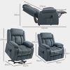 HOMCOM Relaxsessel mit Aufstehhilfe, Liegefunktion (Relaxsessel, 1-St, TV-Sessel), für Wohnzimmer, Samt, Grau Bild 3
