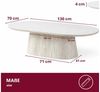 HOOZ Wohnzimmertisch Couchtisch oval modern, Säulenfuß inkl. Keramikplatte 130x70 cm Kalk (Einzelprodukt, 1× Couchtisch), Keramik-Tischplatte, verschiedene Varianten, pflegeleicht & stabil Bild 4