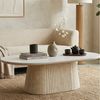 HOOZ Wohnzimmertisch Couchtisch oval modern, Säulenfuß inkl. Keramikplatte 130x70 cm Kalk (Einzelprodukt, 1× Couchtisch), Keramik-Tischplatte, verschiedene Varianten, pflegeleicht & stabil Bild 2
