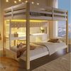 Flieks Etagenbett, Kinderbett 90+140x200cm mit Lichtleiste, Schreibtisch und 2 Schubladen Bild 4