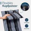 Beautissu Hochlehnerauflage Premium Hochlehner Auflage Kopfpolster Sun Sun-HL, 120x50cm, Anthrazit, Mit Kopfpolster, rutschfest & robust – Befestigungsbänder, UV 5 Bild 4