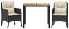 vidaXL 3-tlg. Garten-Essgruppe mit Kissen Schwarz Poly Rattan 3211860 Bild 2