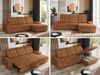 L-förmige Ecksofa mit gesteppter Sitzfläche und Rückenlehne, verstellbare Rückenkissen, Schlaffunktion und Bettkasten - MADRITO - Orange Stoff - rechte Seite Bild 2