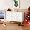 Sideboard mit 3D-Rautenmuster, Kommode mit 2 Türen und 3 Schubladen mit melaminbeschichteter Oberfläche, mattweiß Bild 5