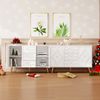 Sideboard mit 3D-Rautenmuster, Kommode mit 2 Türen und 3 Schubladen mit melaminbeschichteter Oberfläche, mattweiß Bild 3