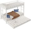 90*200cm Etagenbett, Eisenrahmenbett, Kinderbett, ausgestattet mit Ausziehbett, hohe Geländer, EN747 zertifiziert, robuste Konstruktion, Weiß Bild 5
