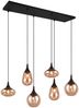 Pendelleuchte LUMINA 6-flammig, Glasschirme amberfarbig, Breite 93cm Bild 2