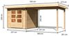 Gartenhaus Bastrup 2 - 519x237 cm mit Anbaudach 3,00 m, 28 mm Holz naturbelassen, Karibu Bild 2
