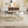 Couchtisch 2er-Set 70x70x45 cm und 50x50x40 cm mit Schublade – verschachtelbarer Wohnzimmertisch in Marmor-Optik Bild 4