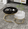 Couchtisch 2er-Set 70x70x45 cm und 50x50x40 cm mit Schublade – verschachtelbarer Wohnzimmertisch in Marmor-Optik Bild 5