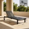Sonnenliege RUNE mit Rollen klappbar - 74 x 190 x 31 cm, Metall, Schwarz | Gartenliege Strandliege Bild 2