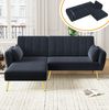 Ecksofa 191,5 x 130,5 x 80 cm mit Schlaffunktion – Samtsofa in Schwarz, verstellbare Rückenlehne Bild 4