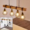 hofstein Pendelleuchte »Carema« längliche Hängelampe aus Metall/Holz in Schwarz/Braun, ohne Leuchtmittel, 4xE27, moderne im Retro/Vintage-Design, Käfig, Gitter-Optik Bild 2