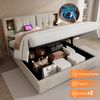 Merax Polsterbett mit kabellosem Laden, USB-C Anschluss, Stauraum & Lattenrost, Leinen, Beige, 160x200 cm Bild 4