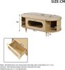 Couchtisch 100 x 50 x 36 cm in Holzoptik mit Schublade, Rolltüren und Glasfront Bild 5