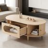 Couchtisch 100 x 50 x 36 cm in Holzoptik mit Schublade, Rolltüren und Glasfront Bild 4