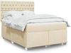 vidaXL Boxspringbett mit Matratze Creme 160x200 cm Stoff 3292851 Bild 1
