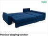 MEBLINI Schlafcouch mit Bettkasten - FURLA - 250x151x90cm Rechts - Blau Samt - Kleines Ecksofa mit Schlaffunktion - Sofa mit Relaxfunktion und Kissen - Kleine Couch L-Form - Eckcouch Bild 4