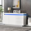 Sideboard Weiß Hochglanz Kommode mit Schubladen und Schränken, LED-Beleuchtung steuerbar per App & Fernbedienun Bild 2